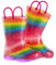 Stivali di gomma impermeabili per bambini e ragazze stivali da pioggia antiscivolo per bambini scarpe da giardino per bambini taglia 4-13 bambino, Arcobaleno, 22 EU
