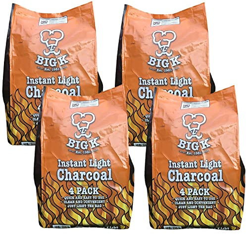 Instant Light Lumpwood Charcoal Bags - 4x1kg BBQ Coals Instant Bags, just light the individual bag. Take the stress out of your BBQ with instant charcoal, comes with Topline Card (4 Pack)