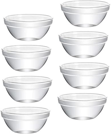 8 Pièces Bol à Gâteau Bozai Crème Ramequins Avec Couvercles Bol De Gelée En Verre Petits Bols De Service Assiette Creuse Bols à Pouding En Verre Multifonction Bol De Riz Un Verre