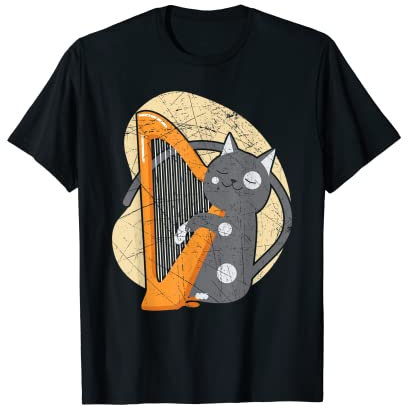 Harfe Katzenliebhaber Harfe Musiker Musikinstrument T-Shirt
