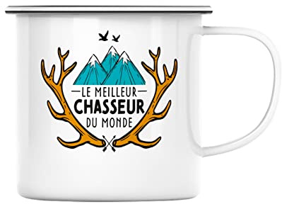 Tazza in metallo smaltato Il miglior cacciatore del mondo Caccia Montagna
