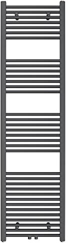 AQUABAD Badheizkörper Virgo | Grösse: 50 x 180 cm | Heizleistung 608 Watt | Farbe: Anthrazit | Mittelanschluss 50mm | Handtuchhalter, Handtuchwärmer