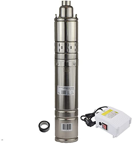 Agora-Tec® 4 Zoll Brunnenpumpe Tiefbrunnenpumpe PREMIUM 370W-1.8-75-screw 30m Kabel sandverträglich sandresistent, Qmax: 1800l/h, Hmax : 90 m, max.: 9 bar (technologische Toleranz von +/- 10%)