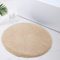 Homaxy Badezimmerteppich rutschfest Waschbar Badematte Weich Flauschig Badteppich Shaggy Hochflor Mikrofaser Badvorleger – rund 90 cm Ø, Beige