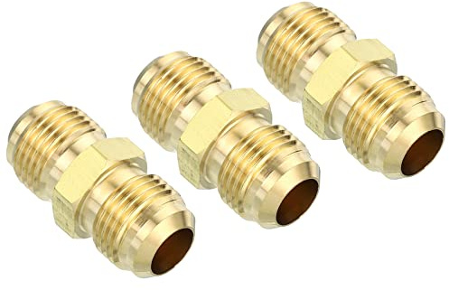 PATIKIL 3Stk 3/8x3/8 Stecker Leuchte Messing Kompression Rohr Fitting | Leuchte Rohr Fitting Leitung Schlauch Fitting für Sauber Schlauch Verbinder