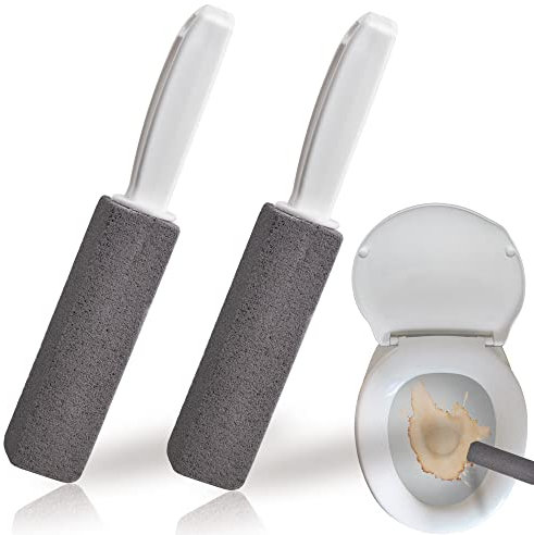 2 PCS Pumice Stone for Toilet, Toilet Pumice Stone for Cleaning with Handle, Toilet Pumice Cleaning Stone to Remove Water Rings Stains on Toilets Bowls, Suitable for Toilet, Sink, Swimming Pool