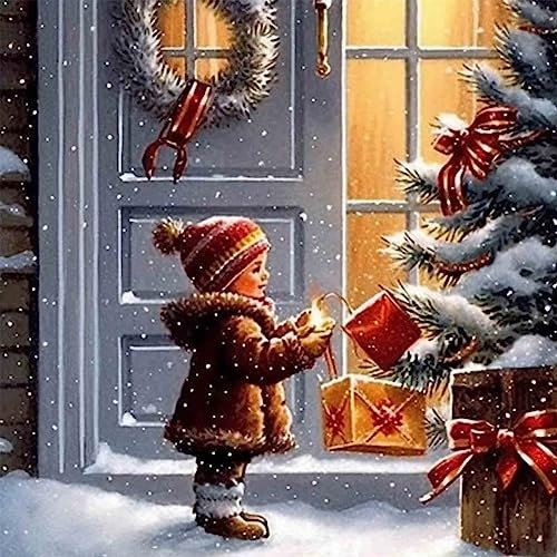 Bimkole DIY 5D Diamond Painting Zubehör Schneemädchen, Winter Diamant Malerei Kit Voll Runde Bohrer Malen nach Zahlen Malerei Stickerei Kreuzstich Diamond Dekoration 30X30 cm