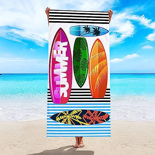 Epinki 80x160CM Strandtücher Partner, Surfbrett Strandhandtuch aus Mikrofaser, Badetuch Liegetuch Weich Strandtuch für Reise, Strand, Sauna - Bunt