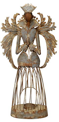 nostalgischer oppulenter großer Deko Engel als Windlicht grau-Silber antike Shabby Optik sehr ausgefallen