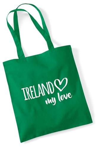 Huuraa Beutel Ireland my love Geschenk 10 Liter Kelly Green Baumwolle Ireland Präsent
