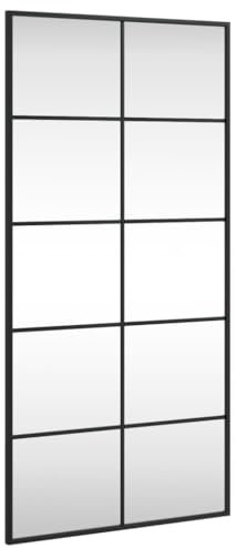 vidaXL Wandspiegel, Hängend Rechteckig Spiegel Badspiegel, Fensterspiegel für Badezimmer Wohnzimmer, Dekospiegel Flurspiegel, Schwarz 50x100 cm Eisen