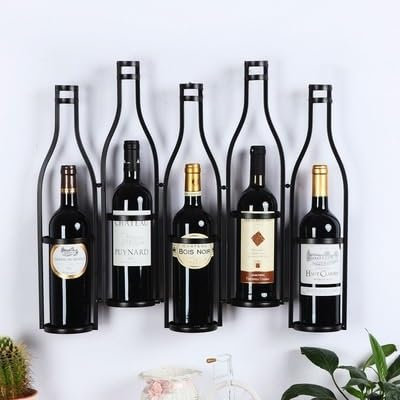 Casiers À Vin Muraux Porte Bouteilles Muraux Industriels Porte-Bouteilles En Métal Étagère De Rangement Casier À Vin Mural Moderne En Métal Pour Bouteille De Vin Pour Unité De Bar ( Color : Nero )