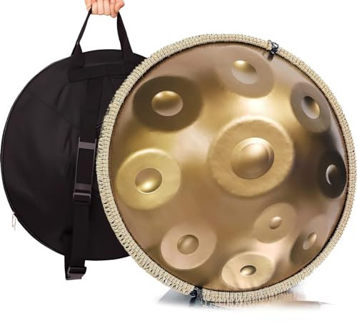 LXHGVKHJ Handpan Drum 432Hz/440Hz, 9/10/12 Notes Instrument De Percussion De 55cm avec Trépied, Handpan en Acier pour La Méditation, Le Yoga Et La Guérison Sonore (Color : 432Hz, Size : 9 Notes)