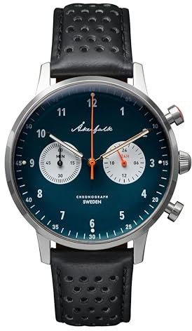 AKERFALK Chronograph Quarz mechanisch Stahl Hybrid Blau Schwarz Herrenuhr, Armband