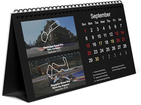 MissFox F1 Tischkalender 2024 - Formel-1 Rennplan Tischkalender mit Exklusiven Rennwagenbildern | 12-Monats-Tischkalender Ideal für Zuhause und Büro | Perfektes Neujahrsgeschenk für F1-Fans