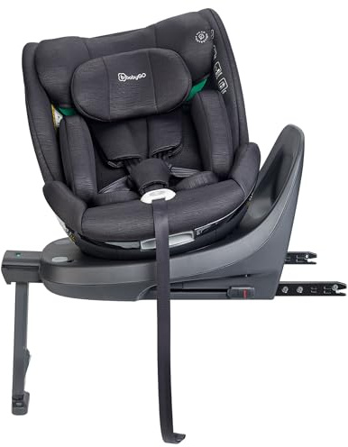 babyGO Prime 360 Kindersitz nach neuer I-Size Norm - Kindersitz/Autositz für Kinder (40-150 cm) Schwarz