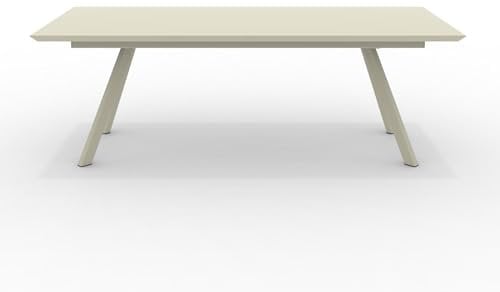 Mondo Viro Ausziehtisch aus lackiertem Metall Daisy9 für den modernen Garten, 220/320 x 100 cm, 75 h (Perlweiß)