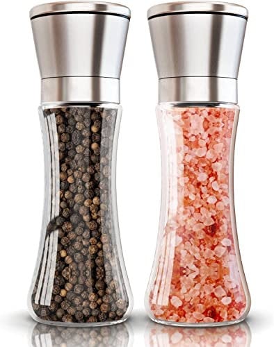 Salt and Pepper Grinder Set, Adjustable Coarseness Coarse & Fine Salt Shakers, Premium Salt and Pepper Mills [Without Spice Content]