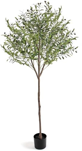 T4U Olivenbaum Künstlich Kunstpflanze 150cm Fake Kunstpflanzen Groß Künstliche Pflanzen wie echt künstlicher Olivenbaum mit Topf für Innenraum Home Schlafzimmer Büro Garten Hochzeit Party Deco(1 Pack)