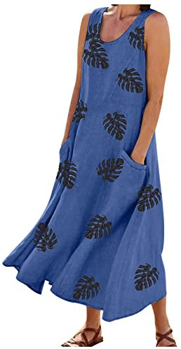 Kleid Damen Sommerkleid Damen Leicht Cocktailkleid Damen Elegant Tunika Damen Brautjungfernkleider Lang Abendkleid Lang Frühlingskleid Damen Italienische Mode Damen Damenkleider Festlich（1-Blue,XL）