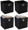 Murago 4er Set Faltbox mit Bambus Front & Grifföse ca. 31x31x31 cm - Schwarz - Natur skandinavischer Stil Einrichtung Würfel Box Badezimmer Körbe Kiste Organizer Klappbox Korb Aufbewahrungsbox
