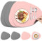Farerkass Platzsets Abwaschbar Leder, 4 Tischsets Leder und 4 Untersetzer, Tischsets Abwaschbar Rund, Doppelseitigen rutschfest Platzdeckchen Kunstleder Tischset, für Hause Küche, Grau Rosa Satz von 4