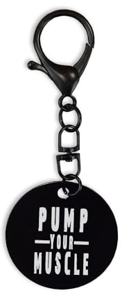 Pump Your Muscle Workout, Key Tag, Keychain, Steel Keyring, Clip Hook, Key Pin