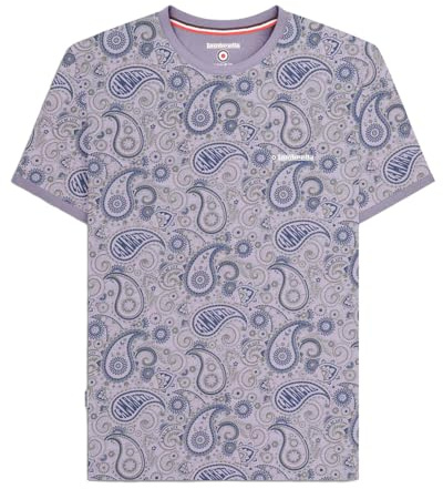 Lambretta Mens Paisley Brand Short Sleeve T-Shirt - Dusk/Grey - 3XL