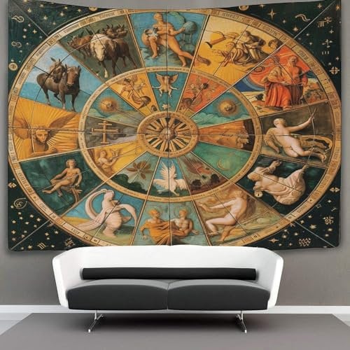 CTAMM Astrologie Wandteppich, Wandbehang Wandtuch Kreisförmiges Muster Tapestry Wall Hanging,Wandteppich Wanddeko Für Schlafzimmer Wohnzimmer Wohnheim 150cmx200cm