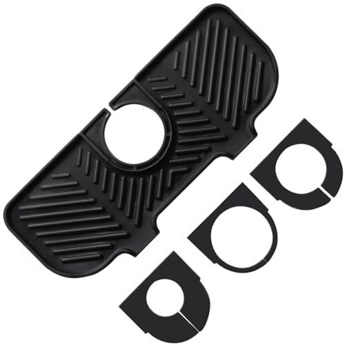 TEOZBLU Escurreplatos de silicona, Organizador Fregadero de Desagüe, escurridor de platos para grifo, inserto de fregadero debajo del grifo, organizador de estera para esponjas, cepillos, jabón