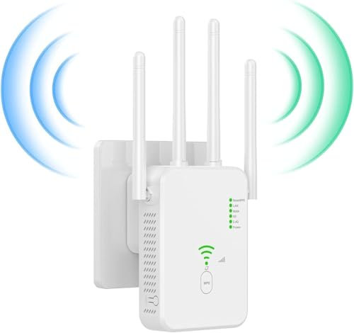 Répéteur WiFi Exterieur, 2024 Nouveau Amplificateur WiFi 1200Mbps, Répéteur WiFi Puissant sans Fil Double Bande 5GHz & 2.4GHz WiFi Extender, Compatible avec Toutes Les Box Internet Ethernet Port