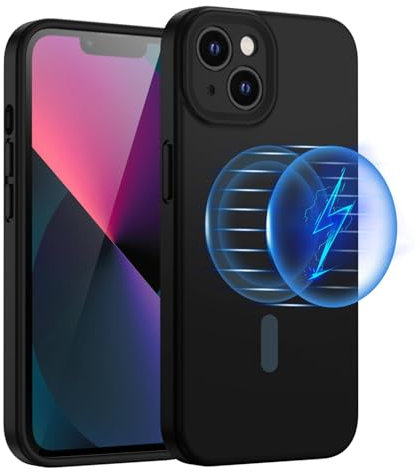 XTCASE für iPhone 13 Hülle Magnetisch Kompatibel mit MagSafe Flüssig Silikon Handyhülle Militärstandard Stoßfest FallSchutz Schutzhülle Kratzfest Weiches Mikrofaserfutter, Schwarz