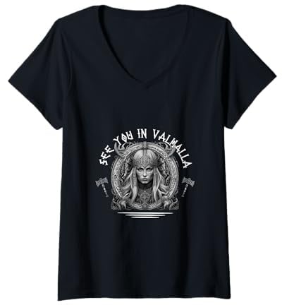 Damen See You in Valhalla - Thor - Vikings Walhalla - Walküre T-Shirt mit V-Ausschnitt