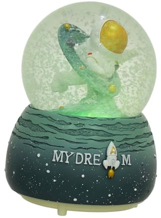 HAWILLOSCH Schneekugel mit Spieluhr Astronauten-Thema für Jungen und Mädchen S Weltraum-Desktop-Dekoration