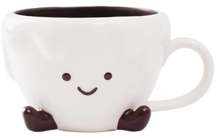 Charming Cloud Design Mug, 450ml Ceramic Coffee Cup, Cute Expression Hot And Cold Drinks Mug, Comfortable To Hold, Microwave And Dishwasher Safety, White Color For Coffee Lover, Tea Drinker Men, Women