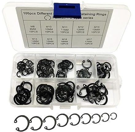 CHILDWEET 100 Teiliges Snap Ring Sortiment Aus 65 Mn Karbonstahl Universelles Circlip Set Für Automobil Und Industrieanwendungen 8mm 10mm 11 17mm