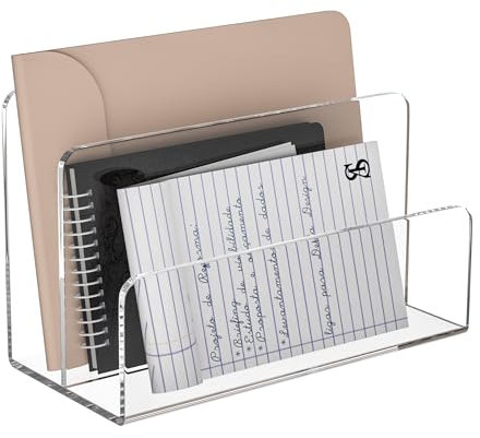 Sezanrpt Acryl Aktenhalter 2 Fach, Clear Schreibtisch Datei Organizer, Office Magazin Datei Ordner Organizer