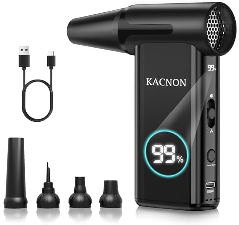 KACNON Upgrade Compressed Air Duster - 150000RPM Super Power Electric Air Duster Cleaner, Rechargeable Long-Life Air Blower, Cordless 3-Gear Mini Blower for Computer, Keyboard, Outdoors, Car Cleaning