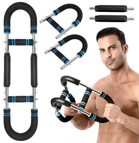 U-förmiger Twister-Armtrainer, Shaker Twister Armtrainer, Verstellbarer Brust-Expander, Oberschenkel-Master-Trainer, Körperstärke, Fitnessgerät, formt den perfekten Körper für Männer (Blau Schwarz)