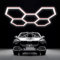 Jatwefiv Hexagon LED Garage Light 5 Grid Sechseckige Garagenleuchten 6500K Garagenbeleuchtung LED Werkstattbeleuchtung für Garage Fitnessstudio Barber Shop Salon Autoaufbereitung,D