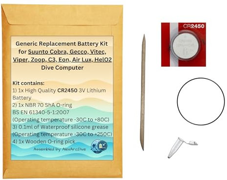 Generic Replacement Battery Kit for Suunto Cobra, Gecco, Vitec, Viper, Zoop, C3, Eon, Air Lux, HelO2 Dive Computer, Spare Service Set, assembled by Alex Arc Dive