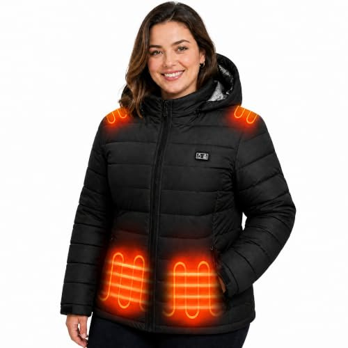 PYALT Beheizbare Jacke Damen, Beheizte Jacke mit Akku 7.4V 16000mAh