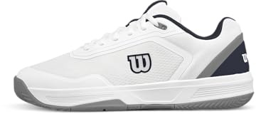Wilson Courtglide Men's Tennis Shoes, Ideal Fit, Breathable Comfort, Reliable Traction, Shock Absorption, Colour: White/Navy Blazer/Quarry, Size: 9 1/2