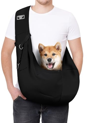 AUYAO Tragetuch Hund Hundetrage Tragetasche Hund Hundetragetasche Hunde Tasche Haustiere Haustier Hundetasche Hundetragebeute Katze Hundetasche für Spaziergang Aktivitäten im Freien Ausflüge-A,Schwarz
