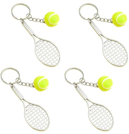 4 Stück Tennis Schlüsselanhänger,Mini Tennisschläger Tennisball Anhänger Keychain,Tennis Schläger Schlüsselring,Schlüsselanhänger Tennisball,tennis Geschenk für Tennisliebhaber Sport Liebhaber