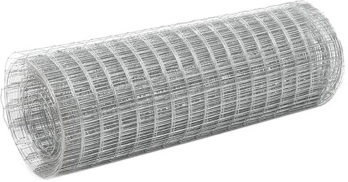 Mokuyary Malla de alambre de acero galvanizado, 10 x 0,5 m, color plateado, malla de alambre, 16 x 16 mm