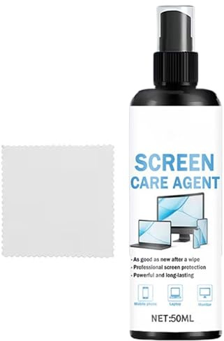 Generisch Screen Cleaner Spray - 50ml Dust Remover | Dust-free Cloth Screen Cleaner with Wipe for LCD LED OLED TVs, Mobile Phones, Electronic Devices, Monitors, Glasses Lenses