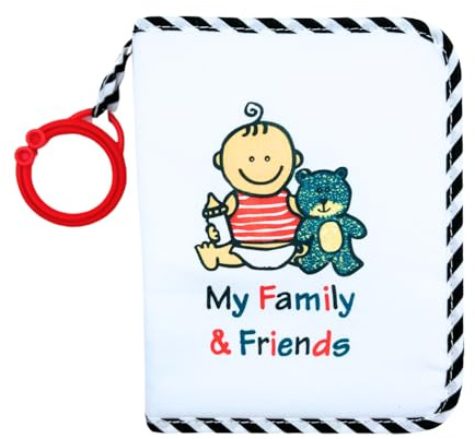Genius Baby Toys Baby's First Photo Album Soft Fabric, Holds 17 Photos, Built-In Baby Safe Mirror & High Contrast Images, Wipe Clean, Keepsake Gift for Newborns, Infants & Toddlers