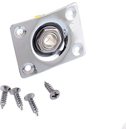 Musiclily 1/4 6.35mm Square Mono Jack Output Plate Socket for Gibson LP Les Paul Electric Guitar, Chrome( Pack of 2)