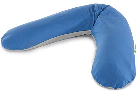 Theraline Das Original Stillkissen 100% Bio-Baumwolle inkl. Außenbezug Mittelblau/grau